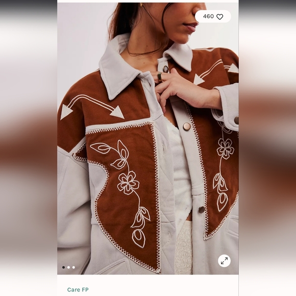 Tricia Fix Jackets & Blazers - Embroidered Brown and White Jacket Tricia Fix XFree People Cowgirl Cardi XL Nwt